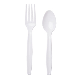 Everyday White Cutlery Forks & Spoons, 120 Count