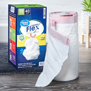 Strong Flex Tall Kitchen Drawstring Bags, 13 gallon, Citrus Burst, 40 Count