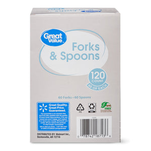 Everyday White Cutlery Forks & Spoons, 120 Count