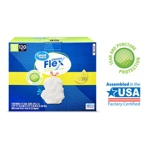 Tall Kitchen Trash Bags, 13 Gallon, 120 Bags (Strong Flex, Citrus Burst Scent)