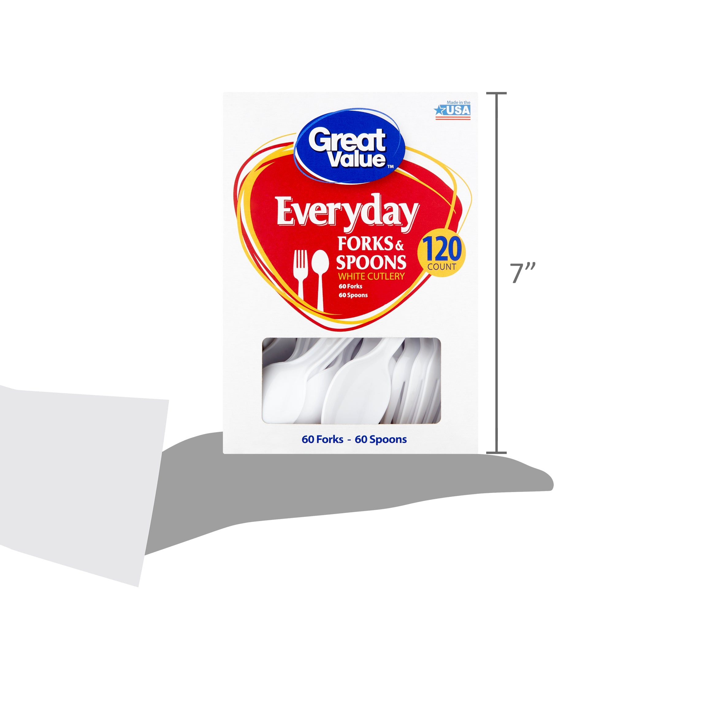 Everyday White Cutlery Forks & Spoons, 120 Count